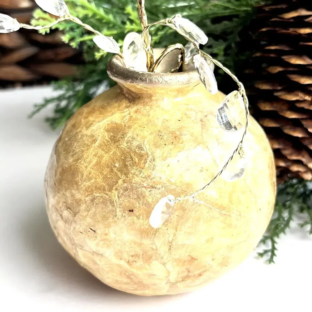 Capiz and Ceramic Ball Bud Vase Gold 3